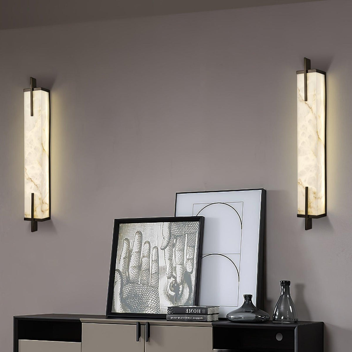 Komino aplique de pared rectangular de alabastro
