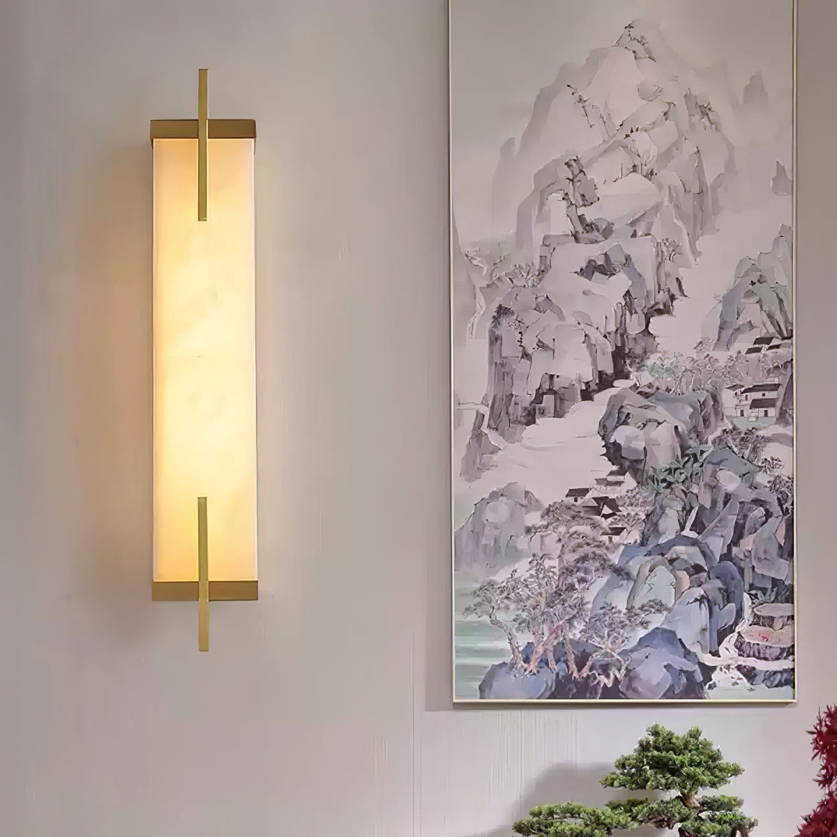 Komino aplique de pared rectangular de alabastro
