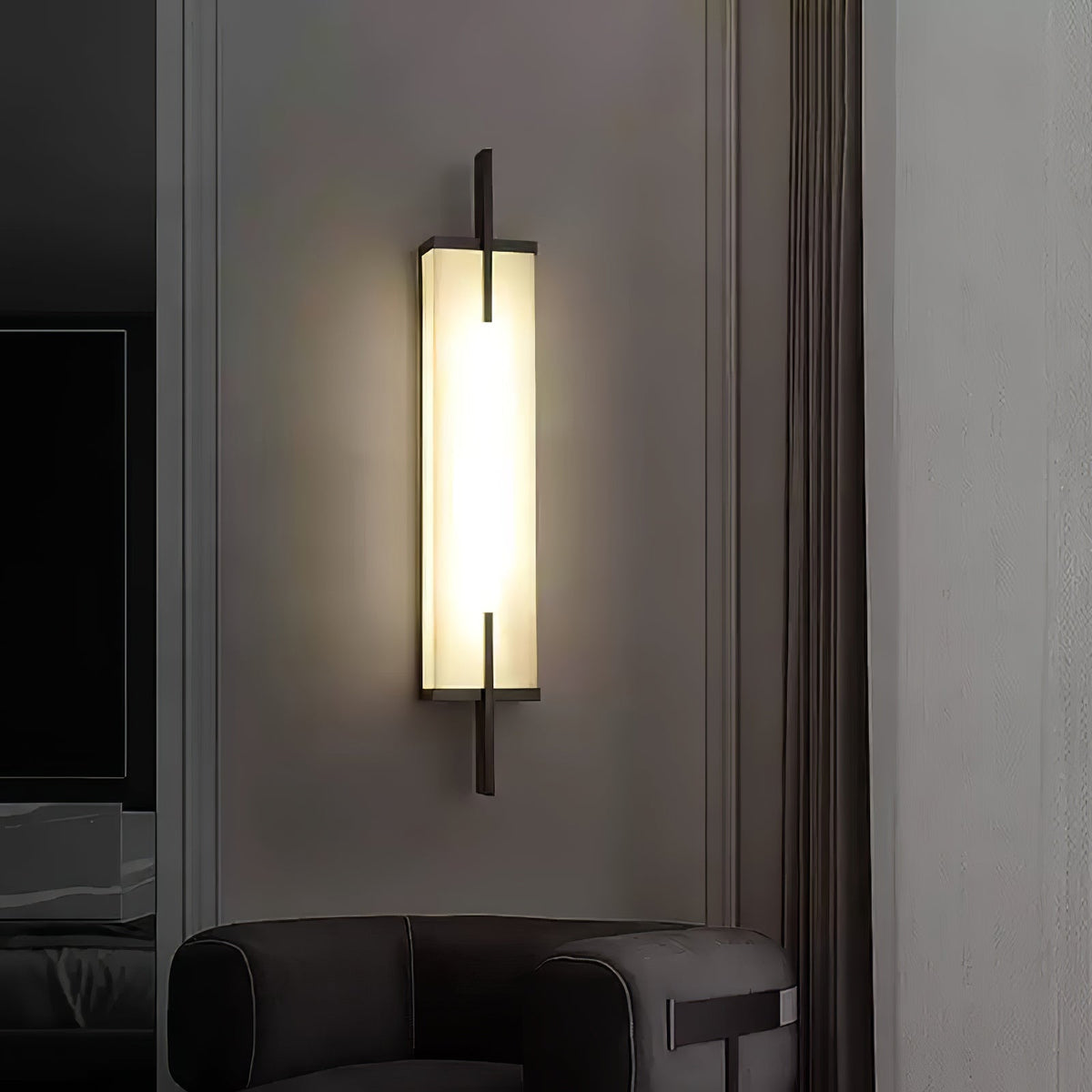 Komino aplique de pared rectangular de alabastro