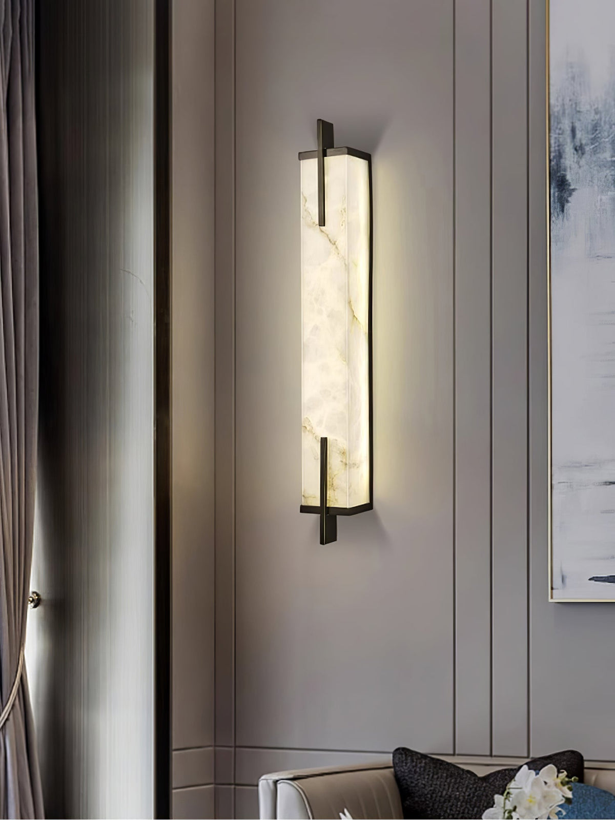 Komino aplique de pared rectangular de alabastro