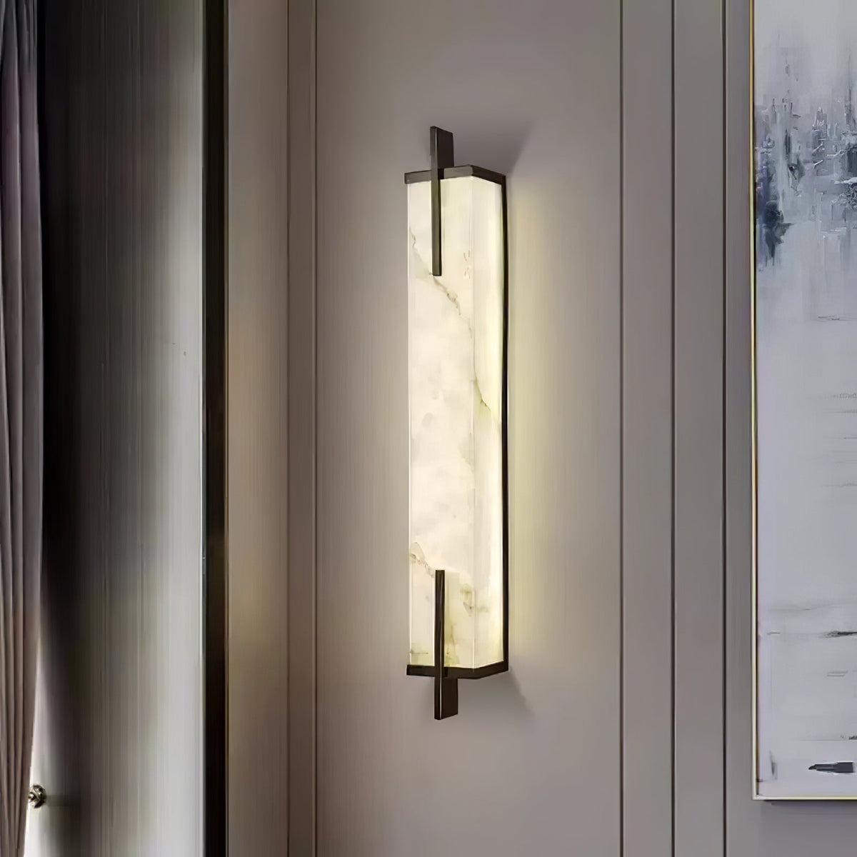 Komino aplique de pared rectangular de alabastro