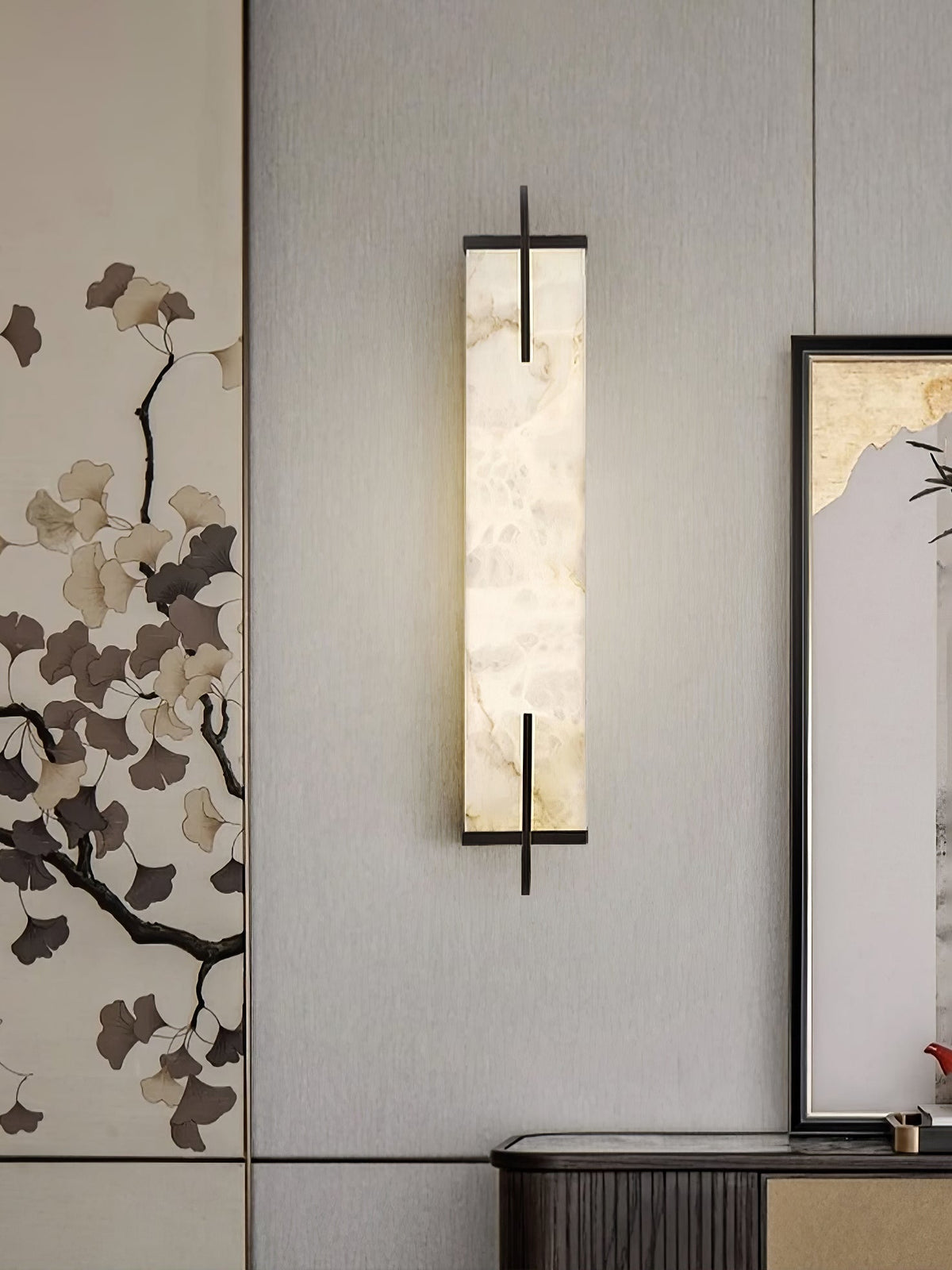 Komino aplique de pared rectangular de alabastro