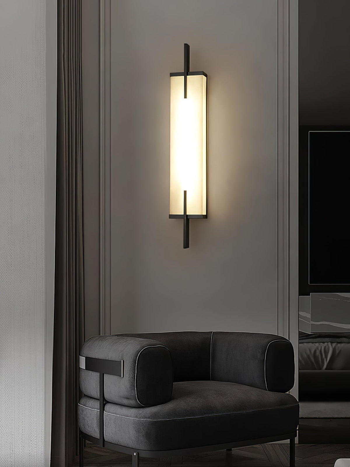 Komino aplique de pared rectangular de alabastro