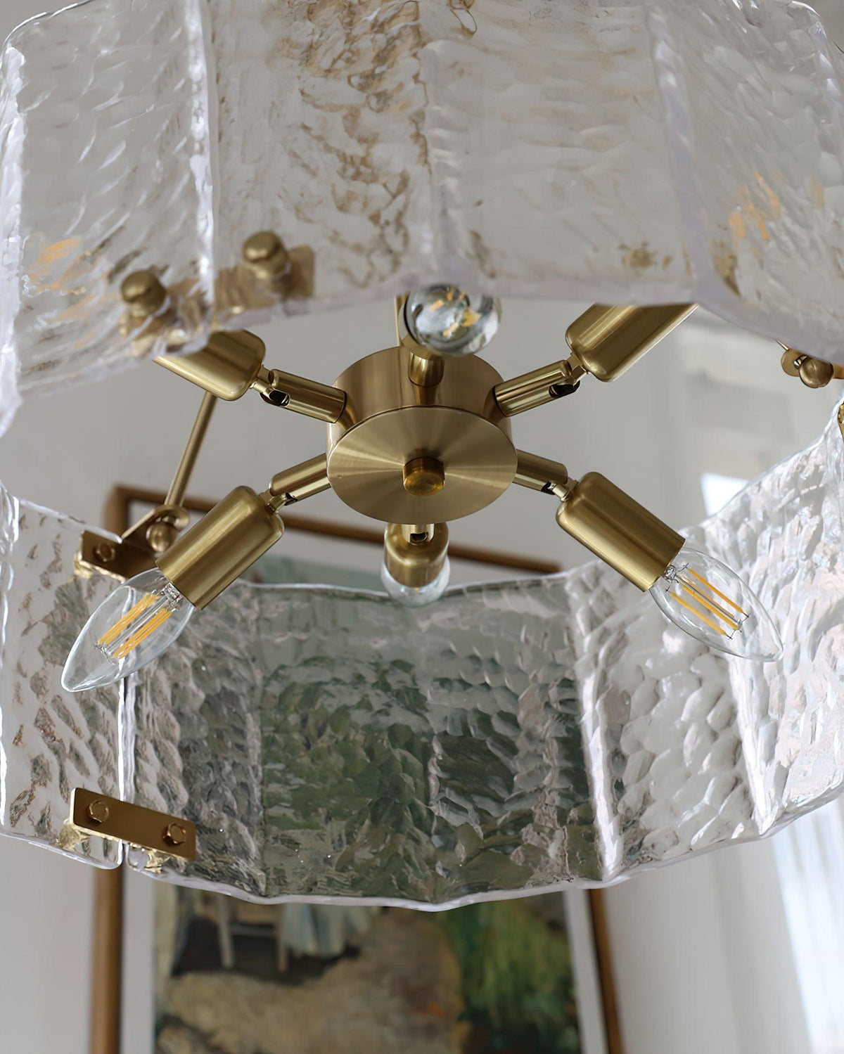 Eirorian lámpara de araña Calvert vidrio transparente texturizado