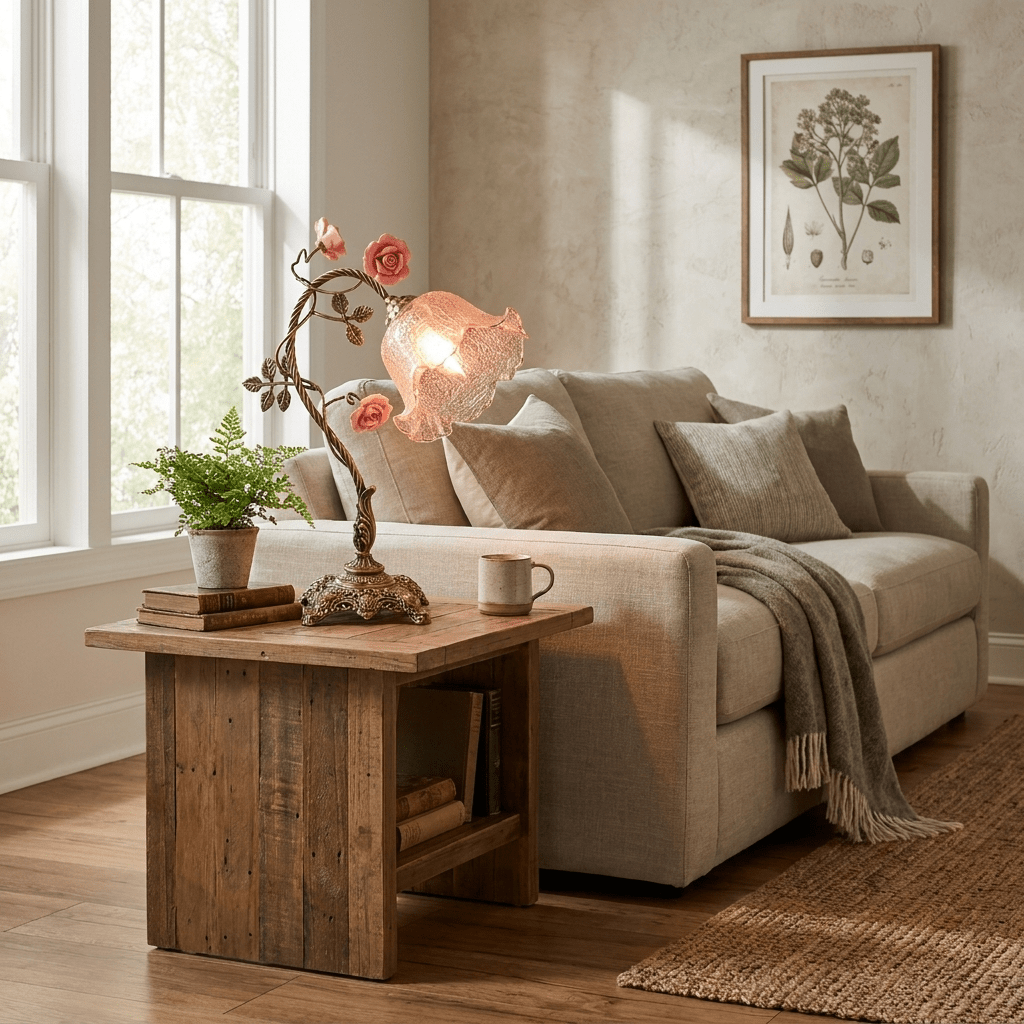 Rosalune lámpara de mesa Campanella Vintage Rose