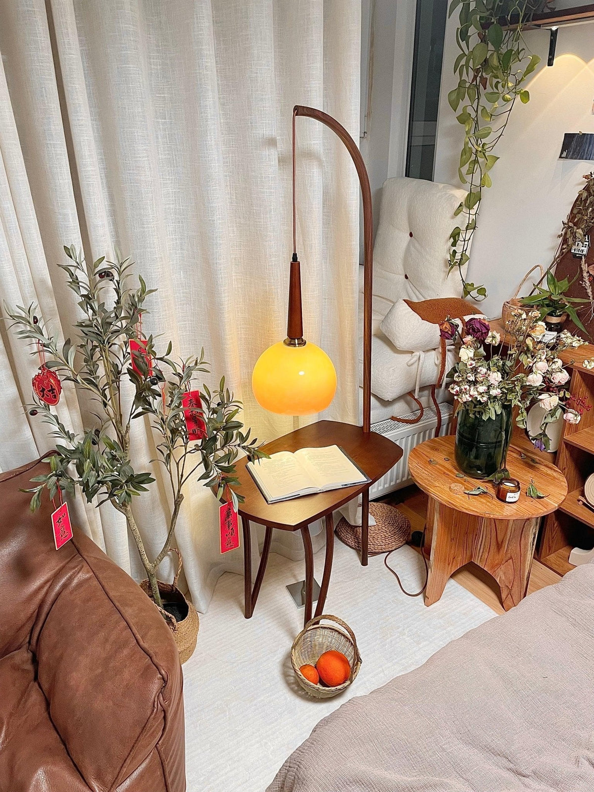 Fior lámpara de pie moderna de madera