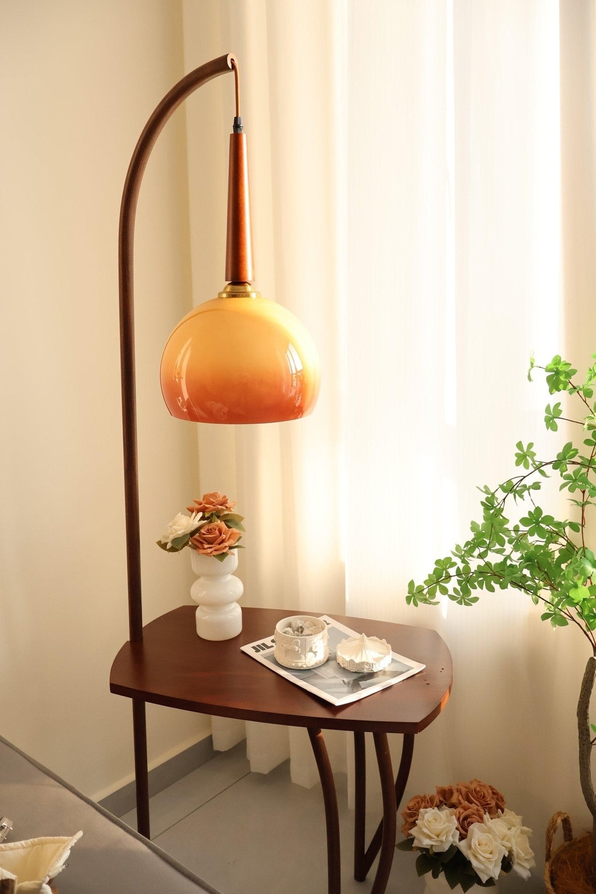 Fior lámpara de pie moderna de madera