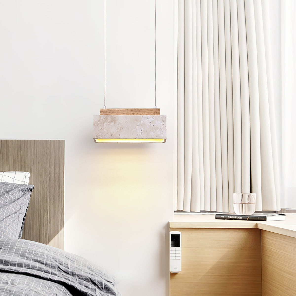 Ciraeila lámpara colgante rectangular de travertino