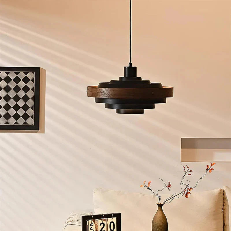 Muto Modern Round   Pendant Light  Wood