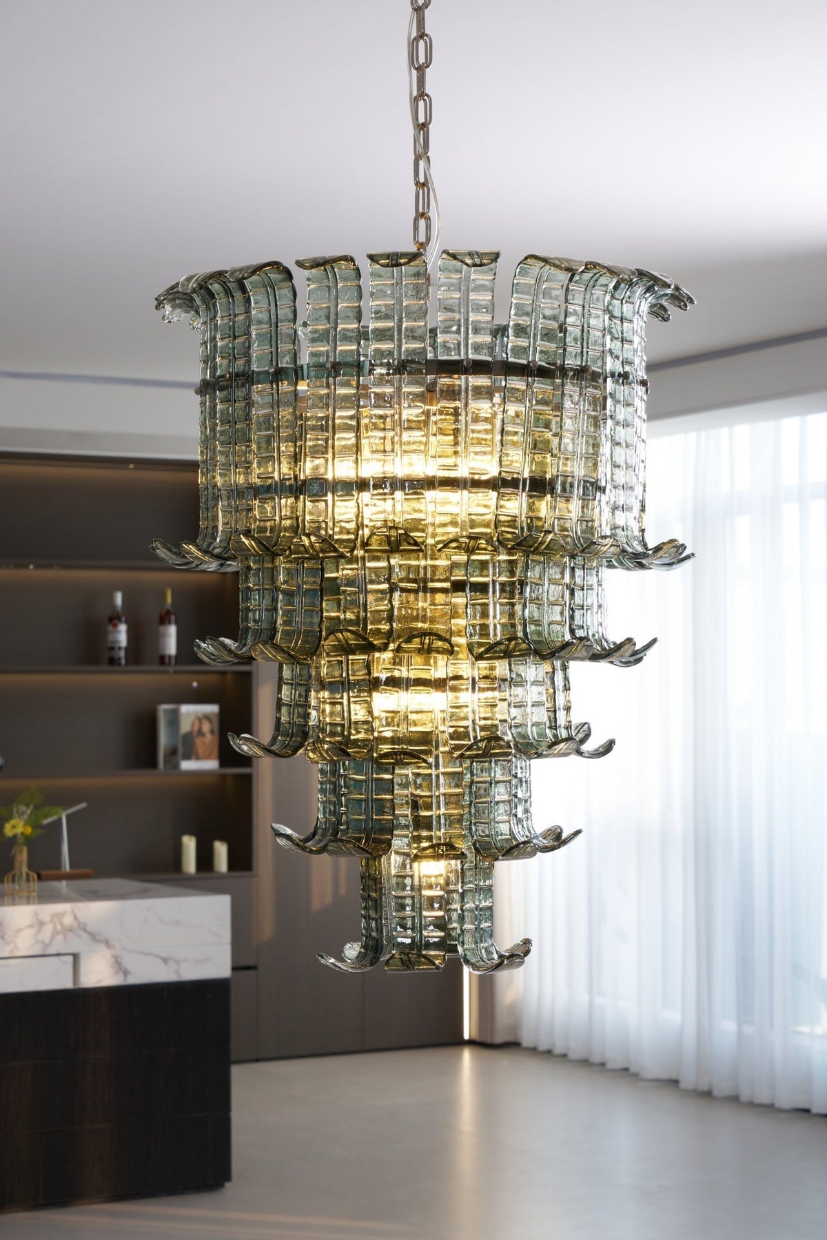 Yisk lámpara de araña Cascade Murano vidrio Tiered Vintage