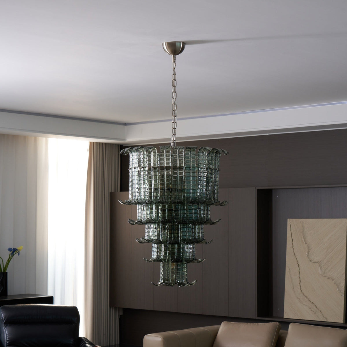 Yisk lámpara de araña Cascade Murano vidrio Tiered Vintage
