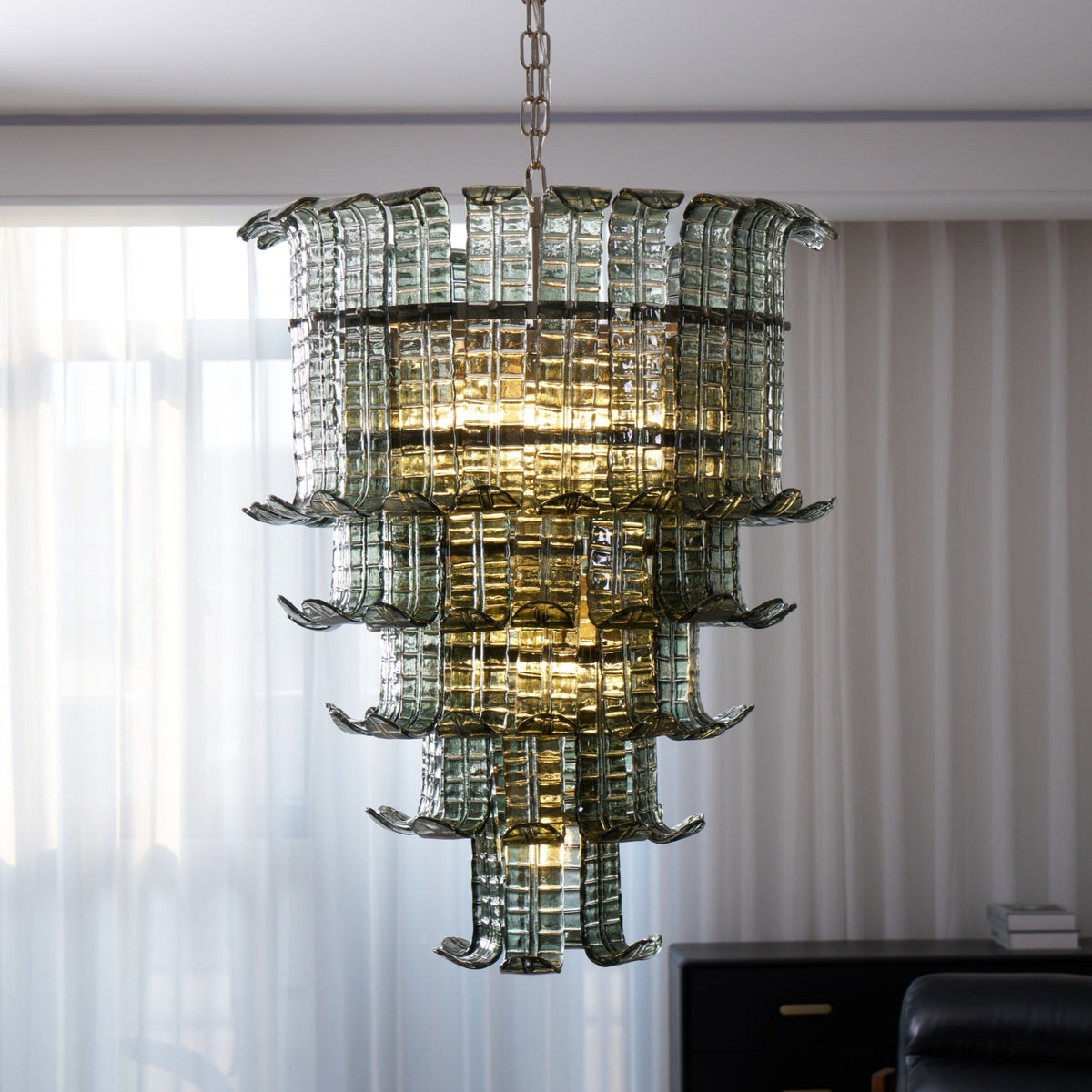 Yisk lámpara de araña Cascade Murano vidrio Tiered Vintage
