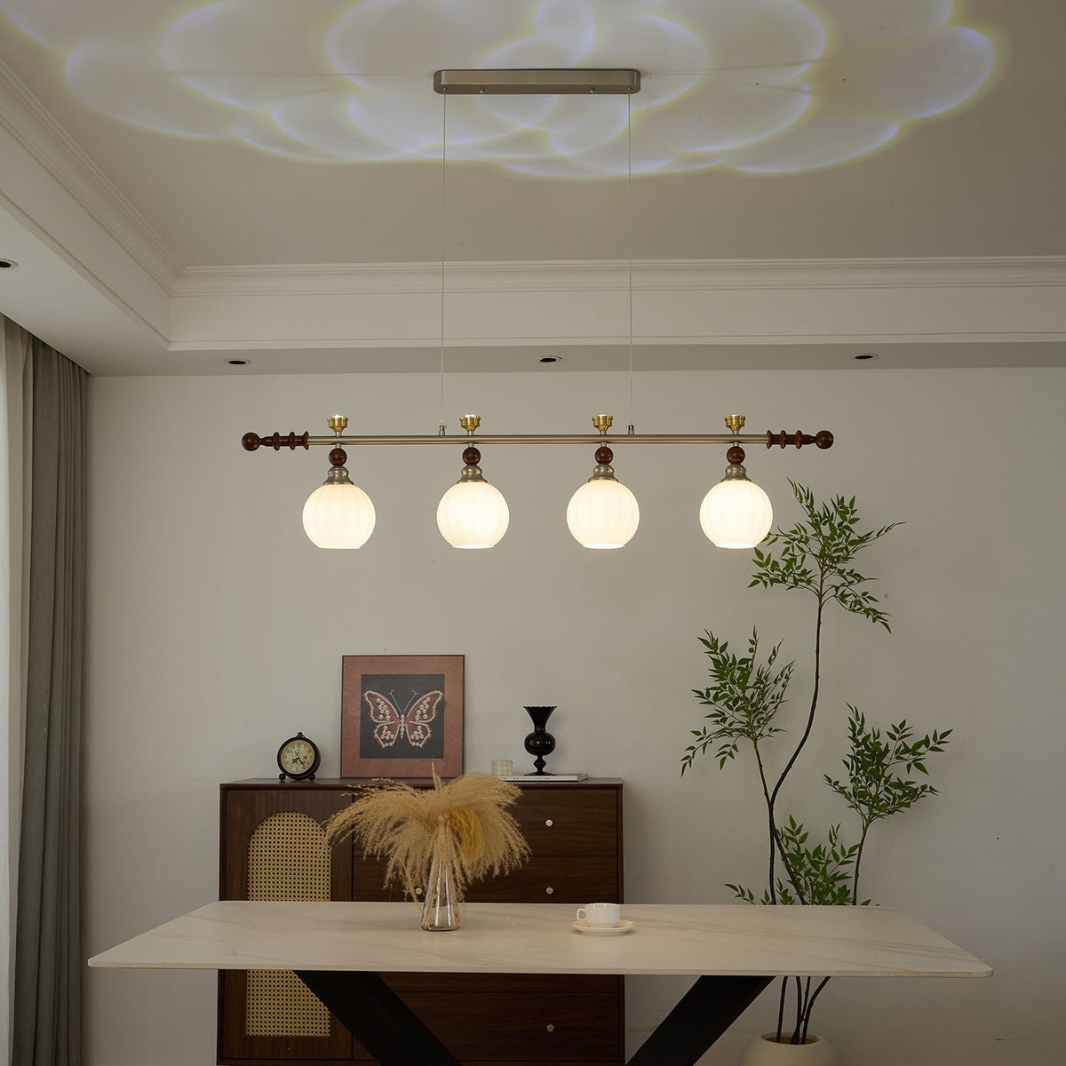 Otheia lámpara colgante elegancia Vintage lineal de madera