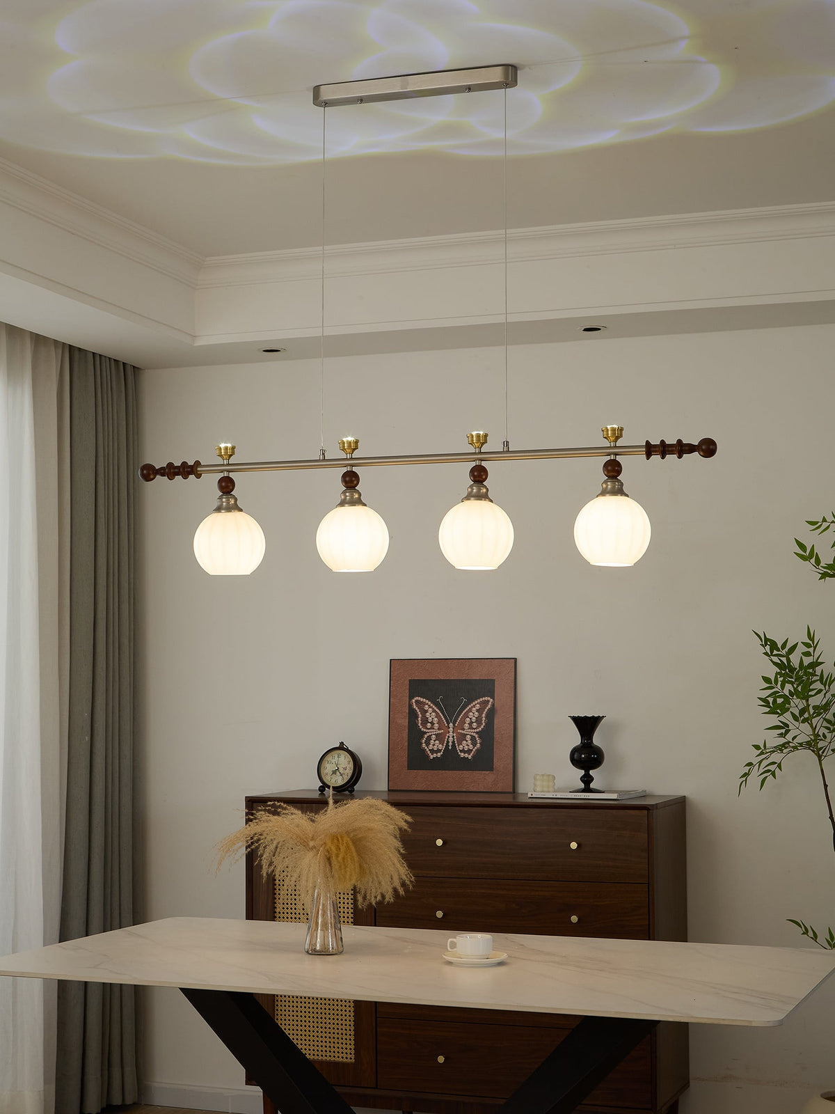 Otheia lámpara colgante elegancia Vintage lineal de madera