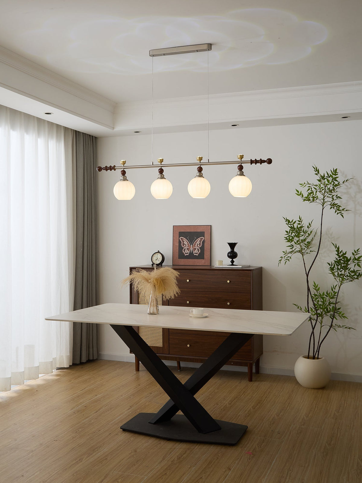 Otheia lámpara colgante elegancia Vintage lineal de madera