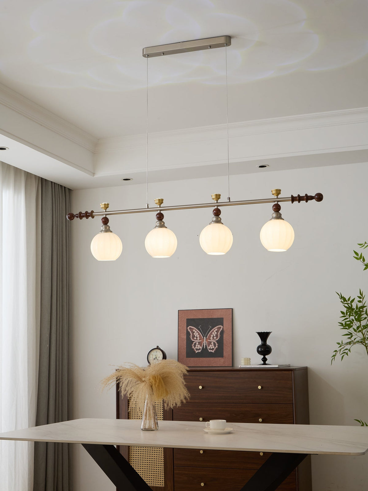 Otheia lámpara colgante elegancia Vintage lineal de madera