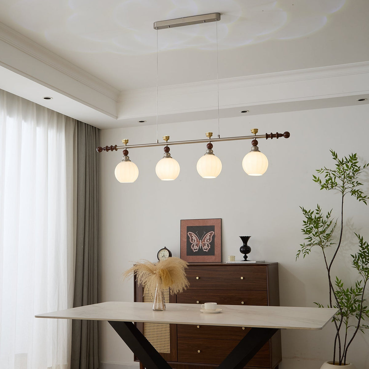 Otheia lámpara colgante elegancia Vintage lineal de madera