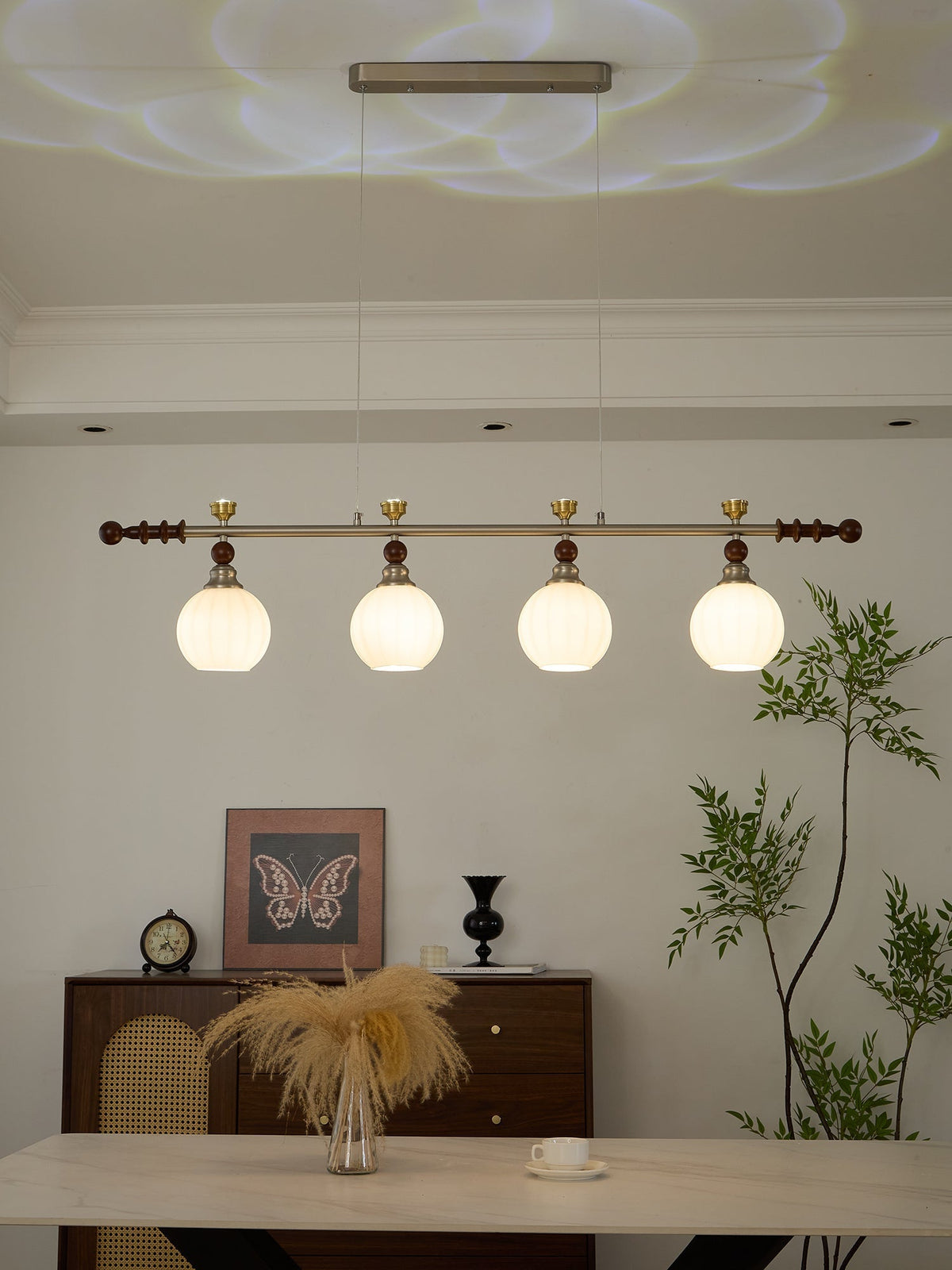 Otheia lámpara colgante elegancia Vintage lineal de madera