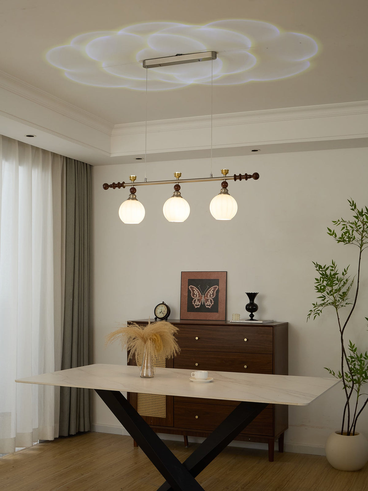 Otheia lámpara colgante elegancia Vintage lineal de madera
