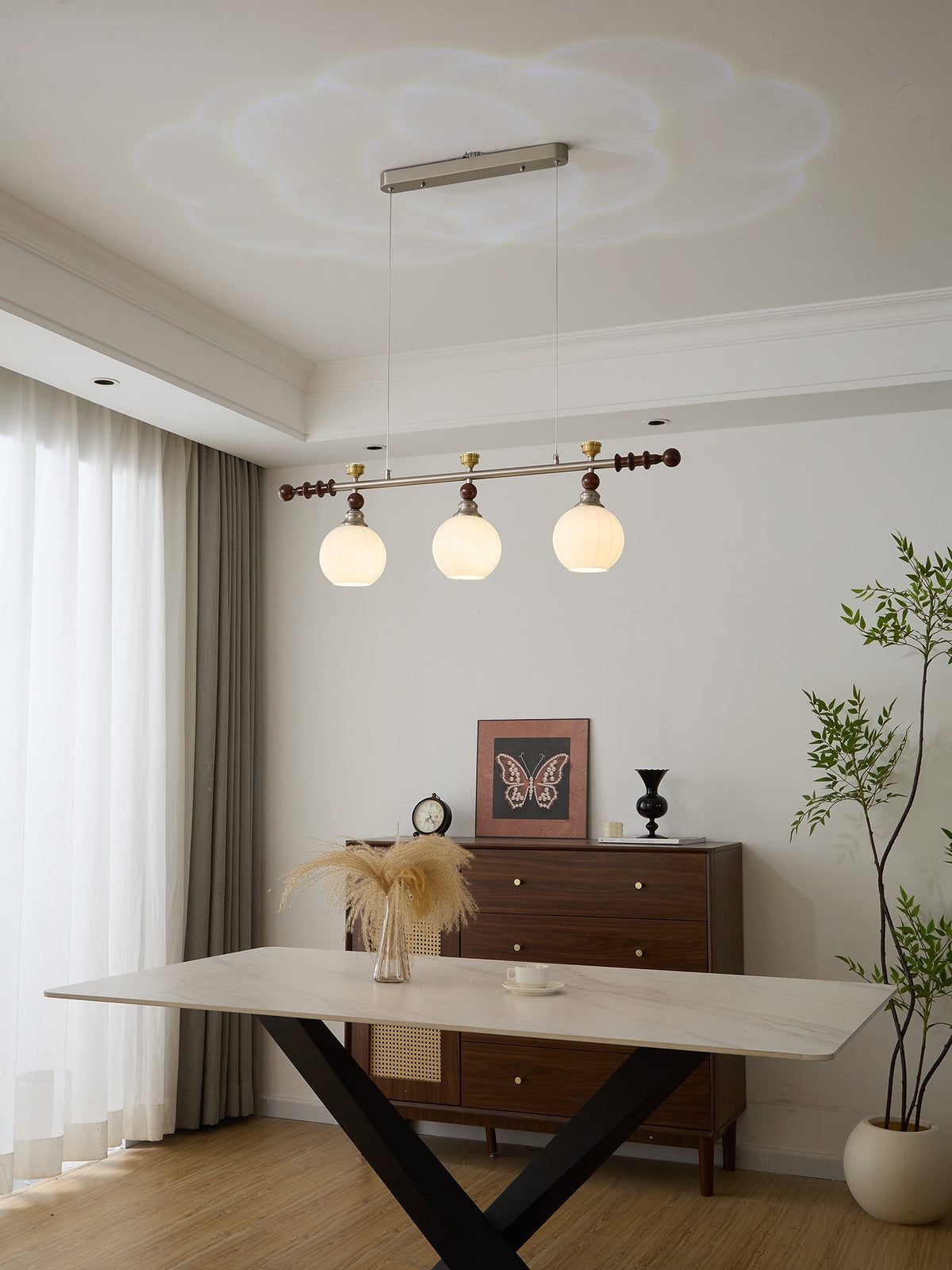 Otheia lámpara colgante elegancia Vintage lineal de madera