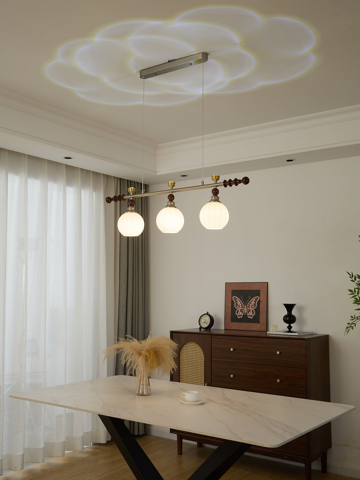 Otheia lámpara colgante elegancia Vintage lineal de madera