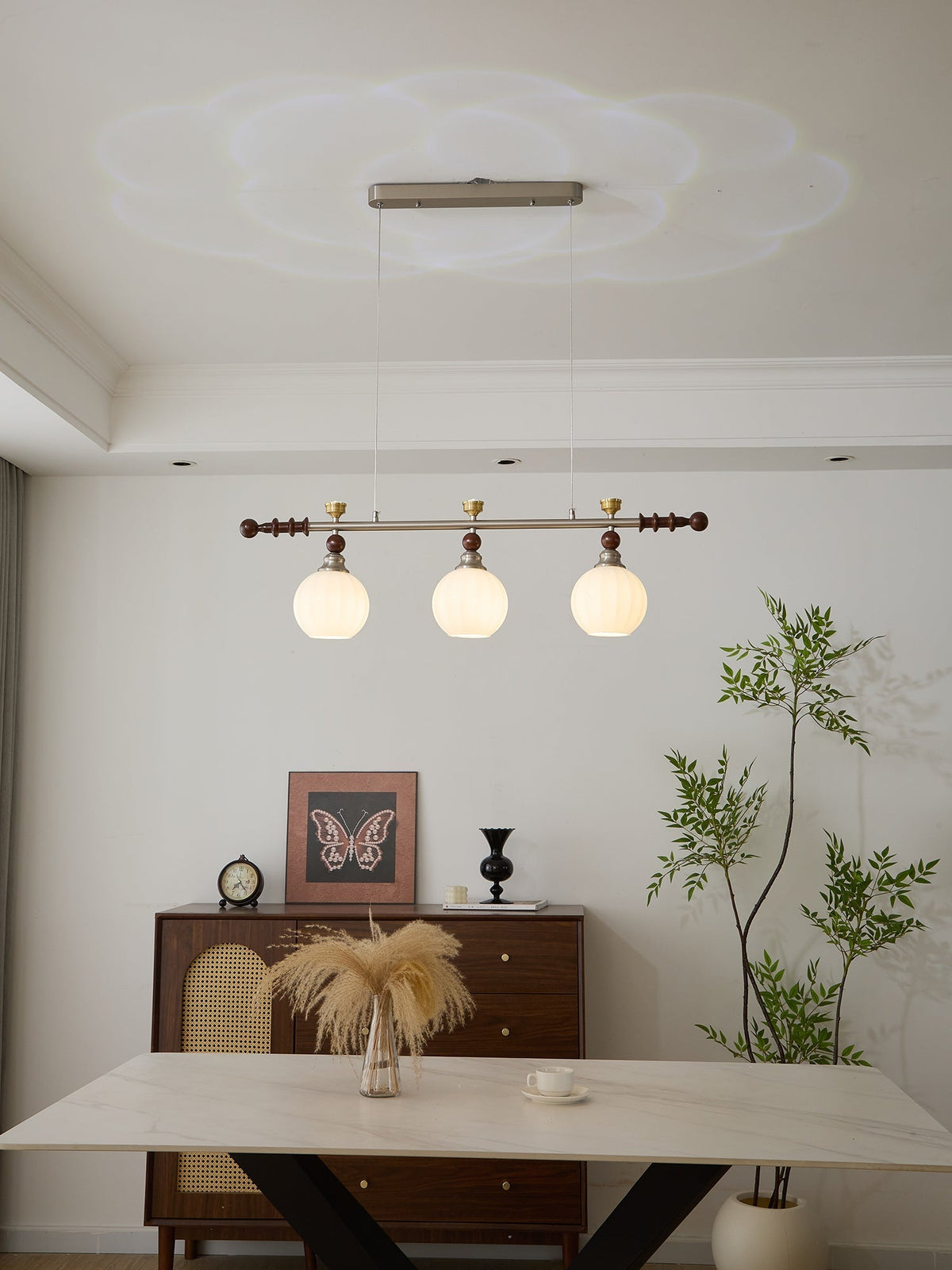 Otheia lámpara colgante elegancia Vintage lineal de madera
