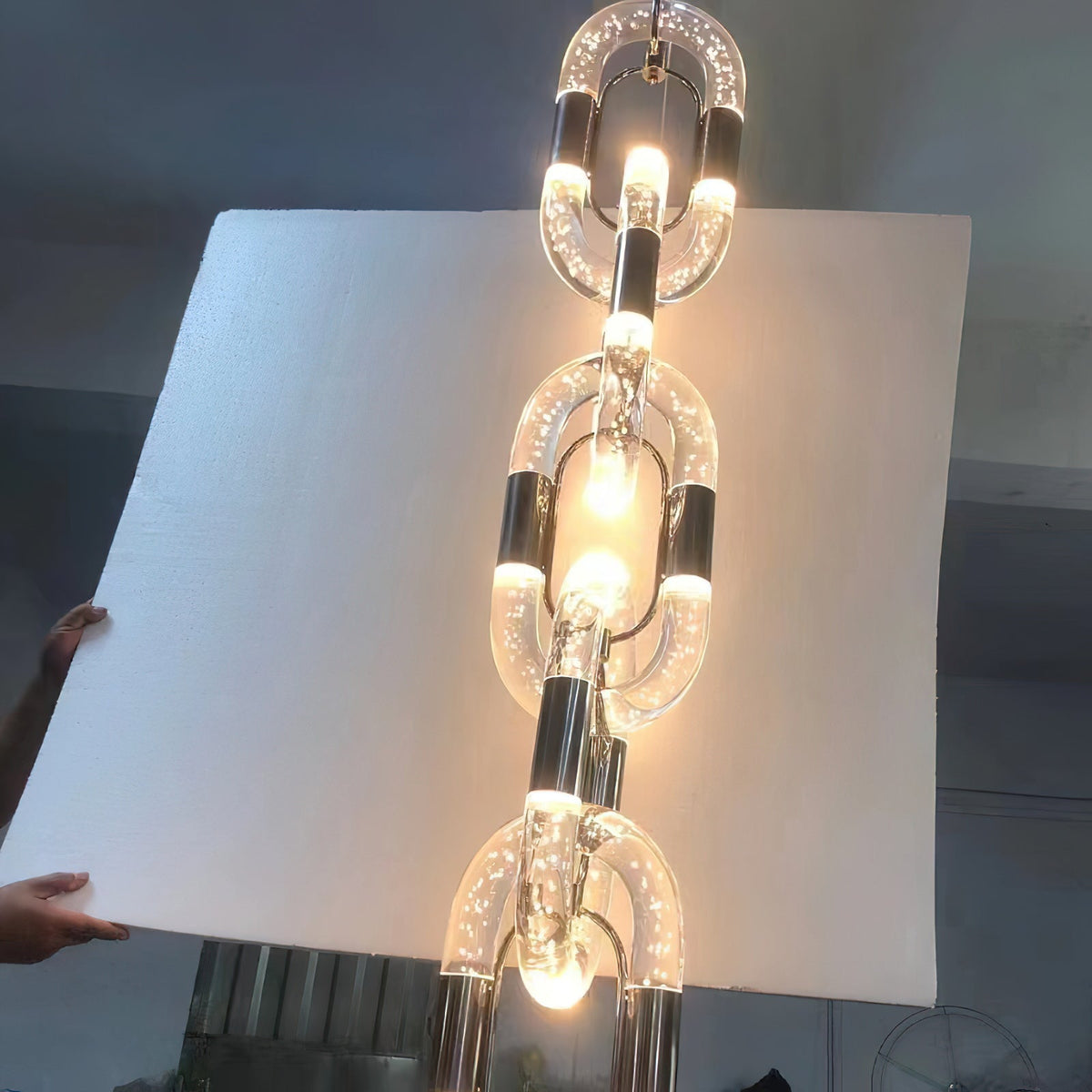 Lámpara colgante moderna de acero inoxidable con cadena