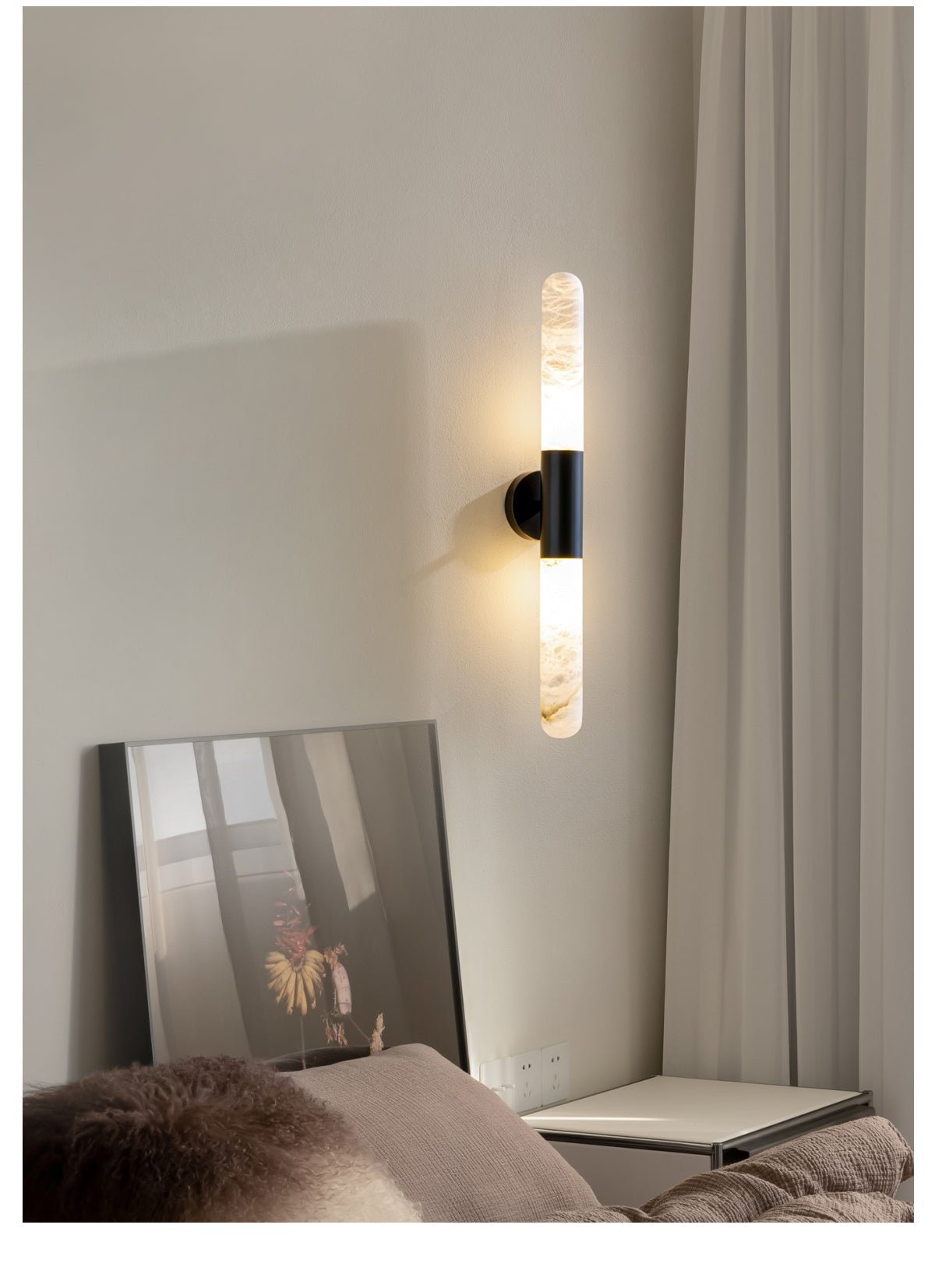 Evtalos aplique de pared cilindro alabastro
