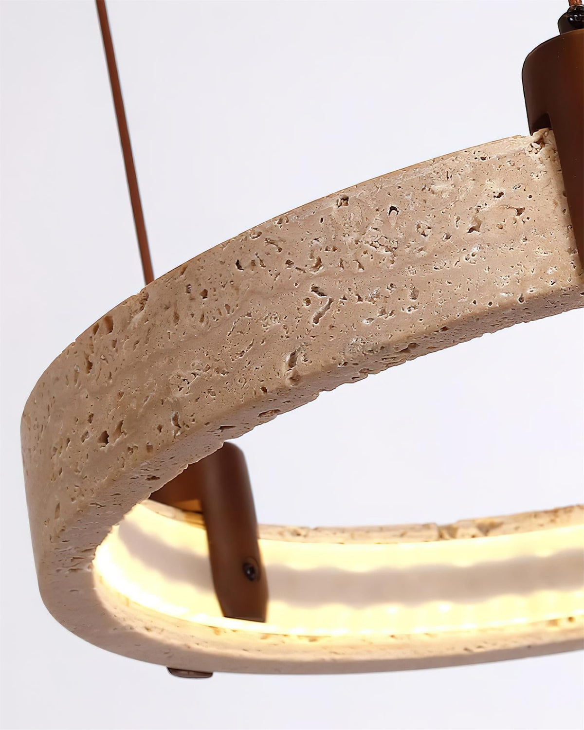 Celestial Orbit Anillo de travertino lámpara de araña