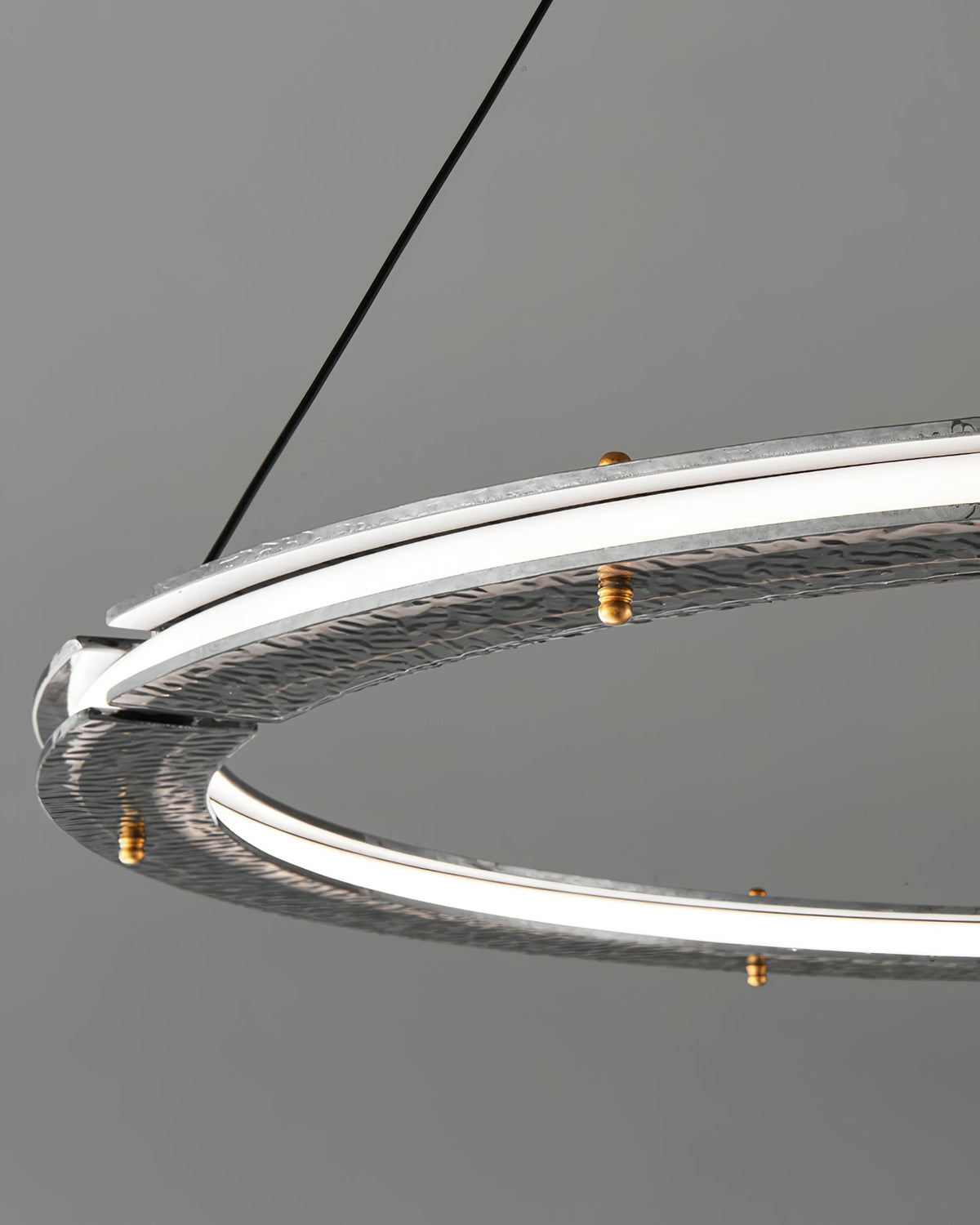 Lunara lámpara de araña Dual-Ring de cristal