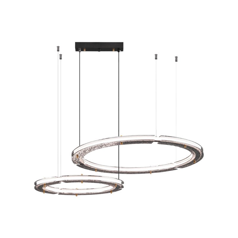 Lunara lámpara de araña Dual-Ring de cristal