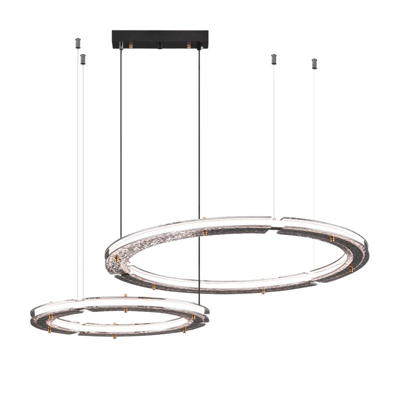 Lunara lámpara de araña Dual-Ring de cristal