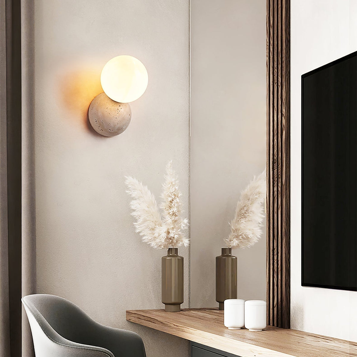 Cethair aplique de pared en travertino