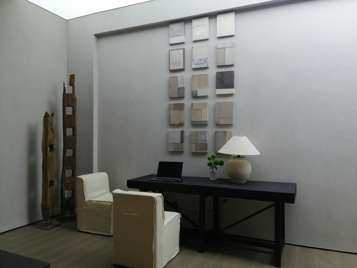 Lumian lámpara de mesa rústica de tejido y cerámica beige