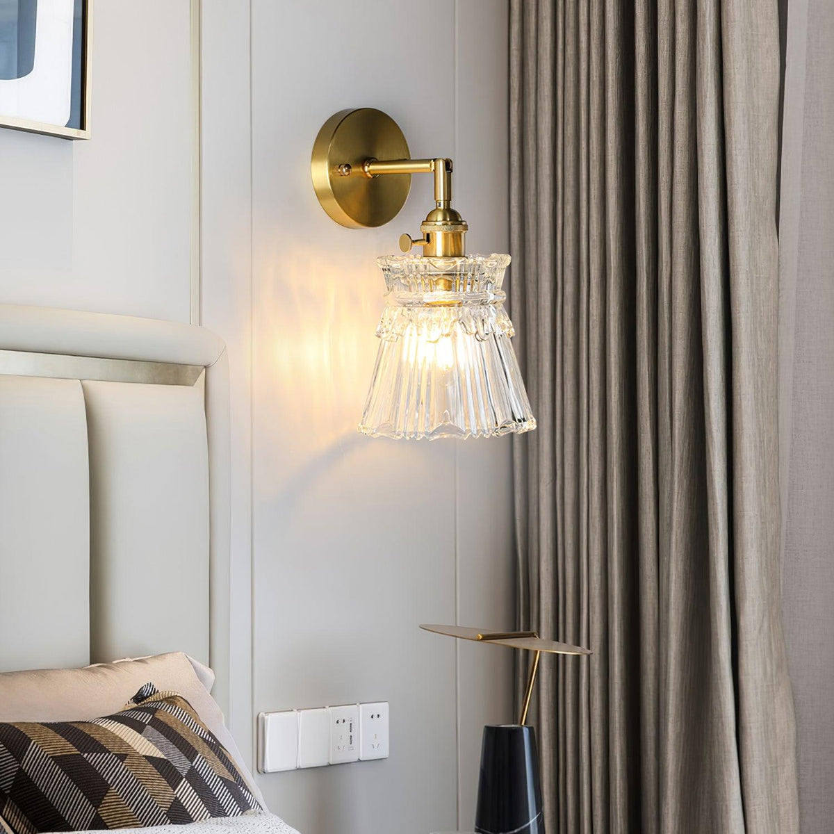 Lustra Aplique de pared Campana Cristal Brazo Clásico