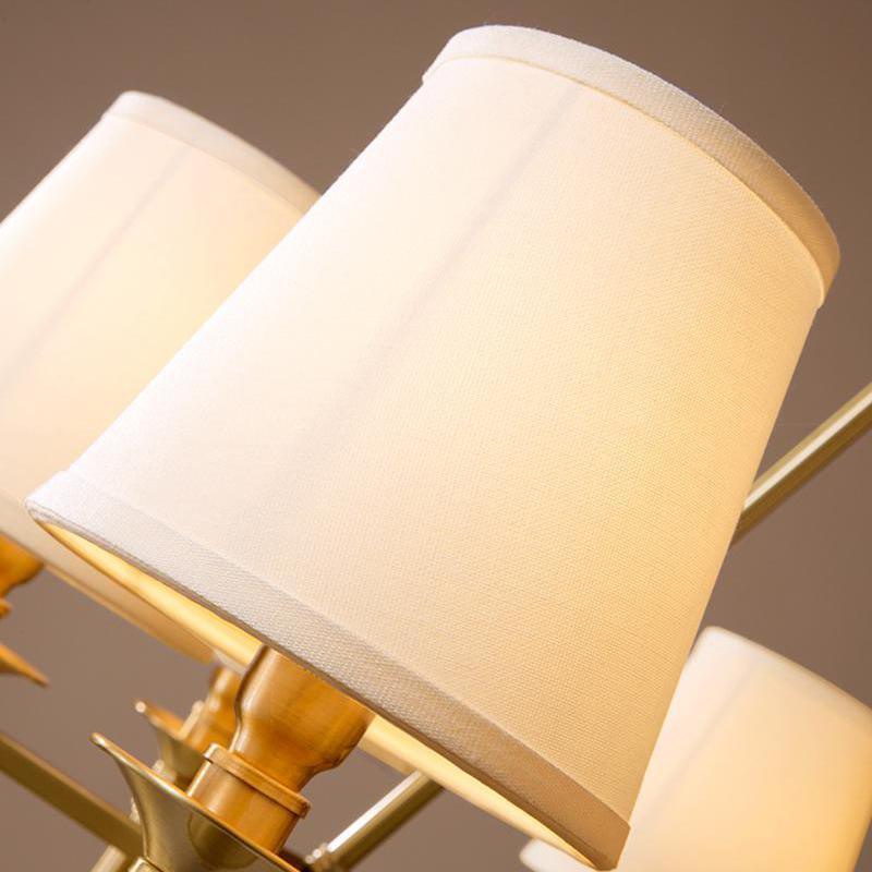 Dyvlen lámpara de araña en latón con pantalla de lino moderna 8-Light