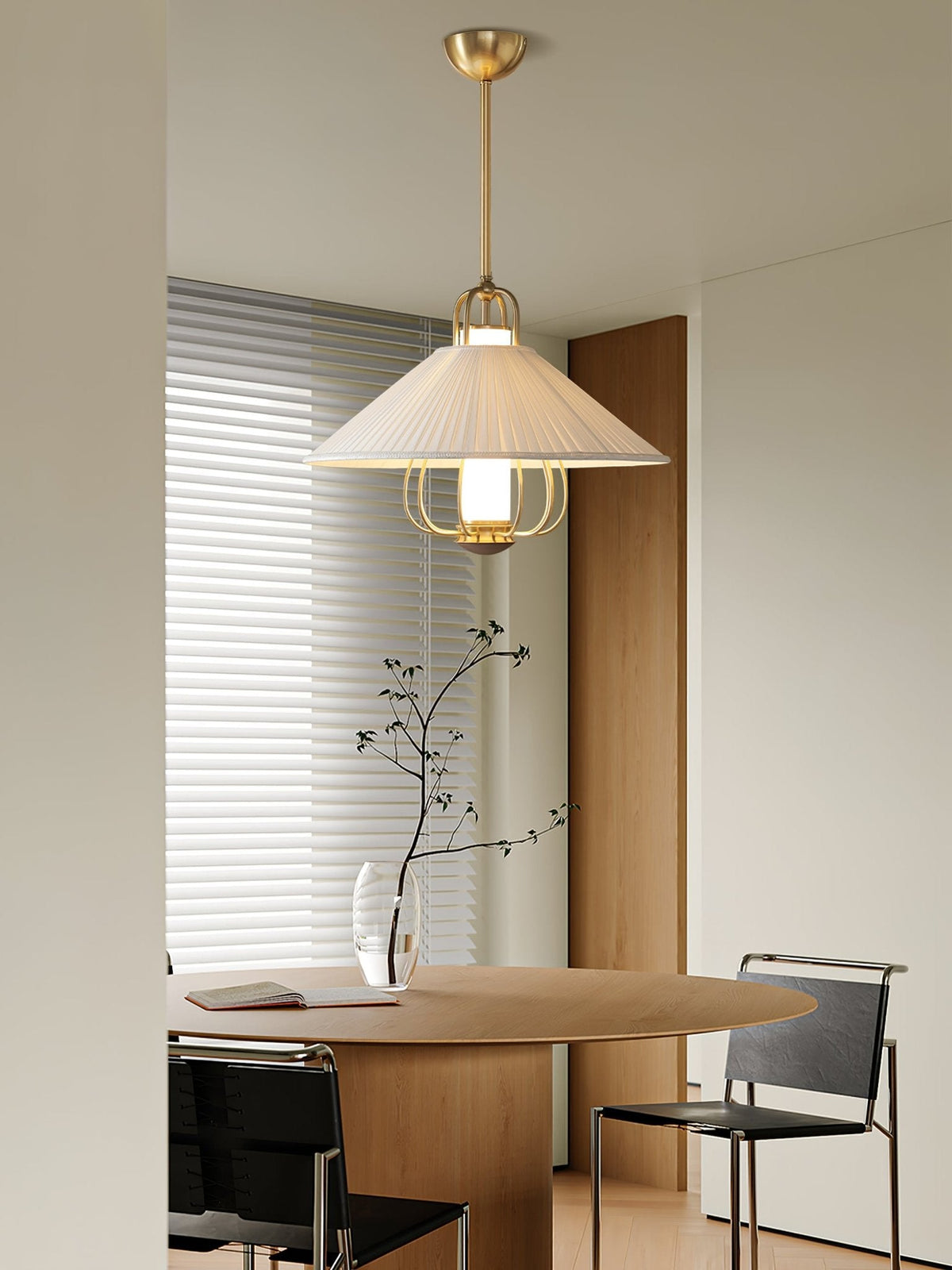 Solisiella lámpara colgante de tela dorada con LED para comedor