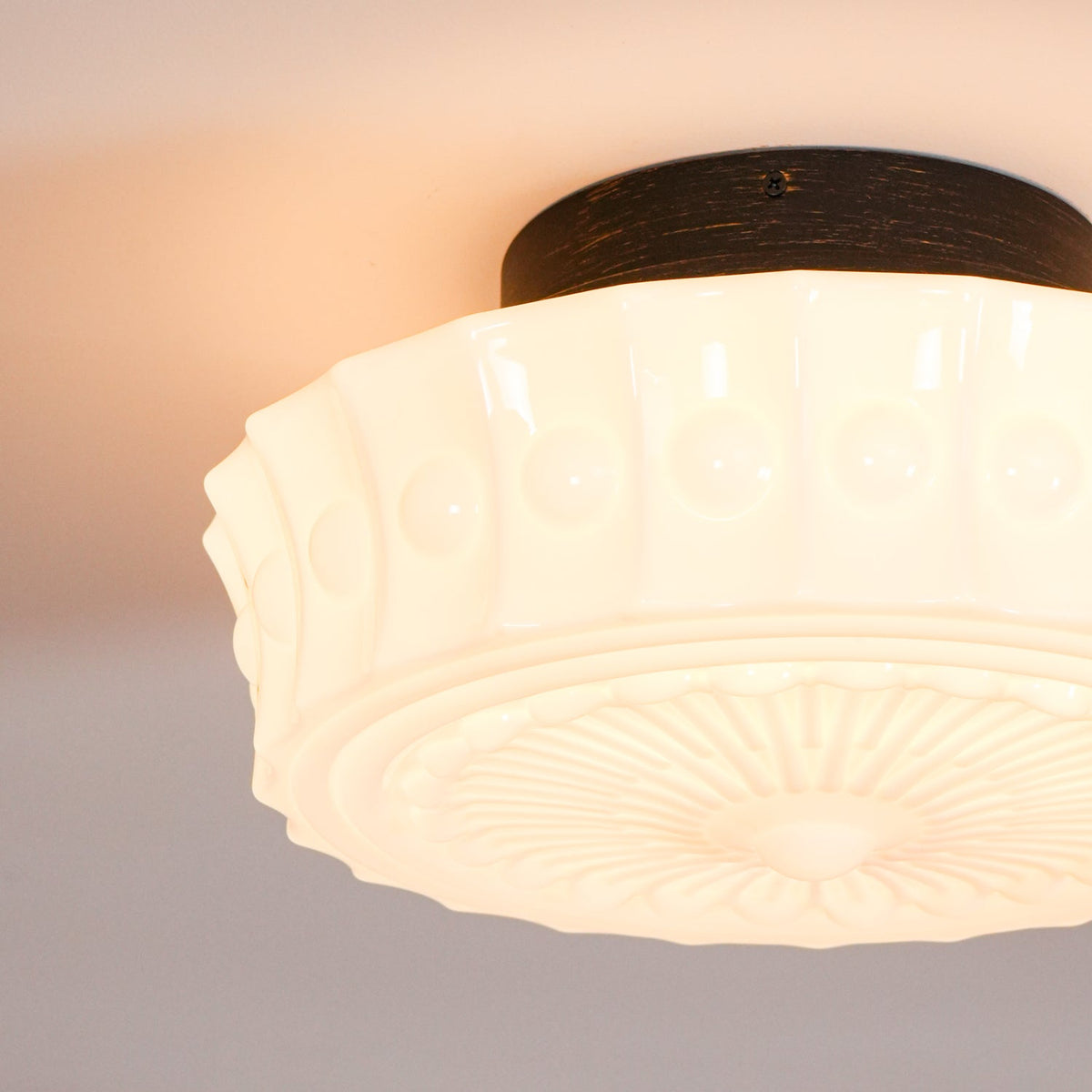Veleraya lámpara de techo vidrio blanco floral para sala de estar