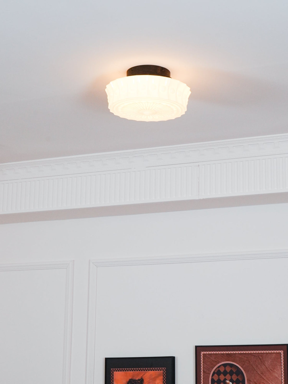 Veleraya lámpara de techo vidrio blanco floral para sala de estar