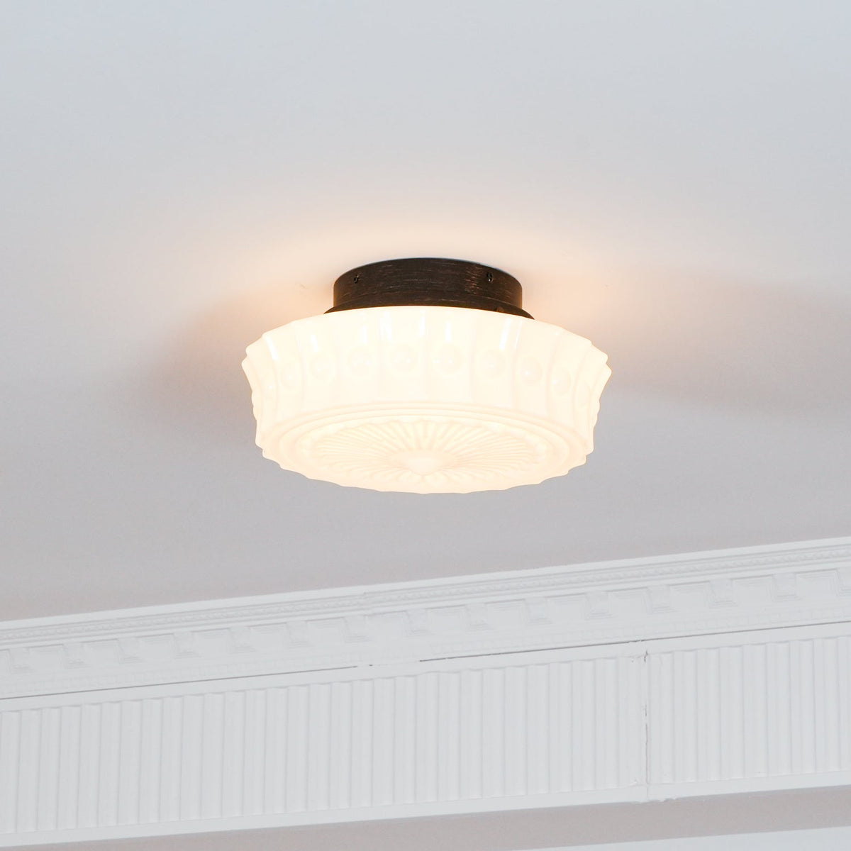 Veleraya lámpara de techo vidrio blanco floral para sala de estar