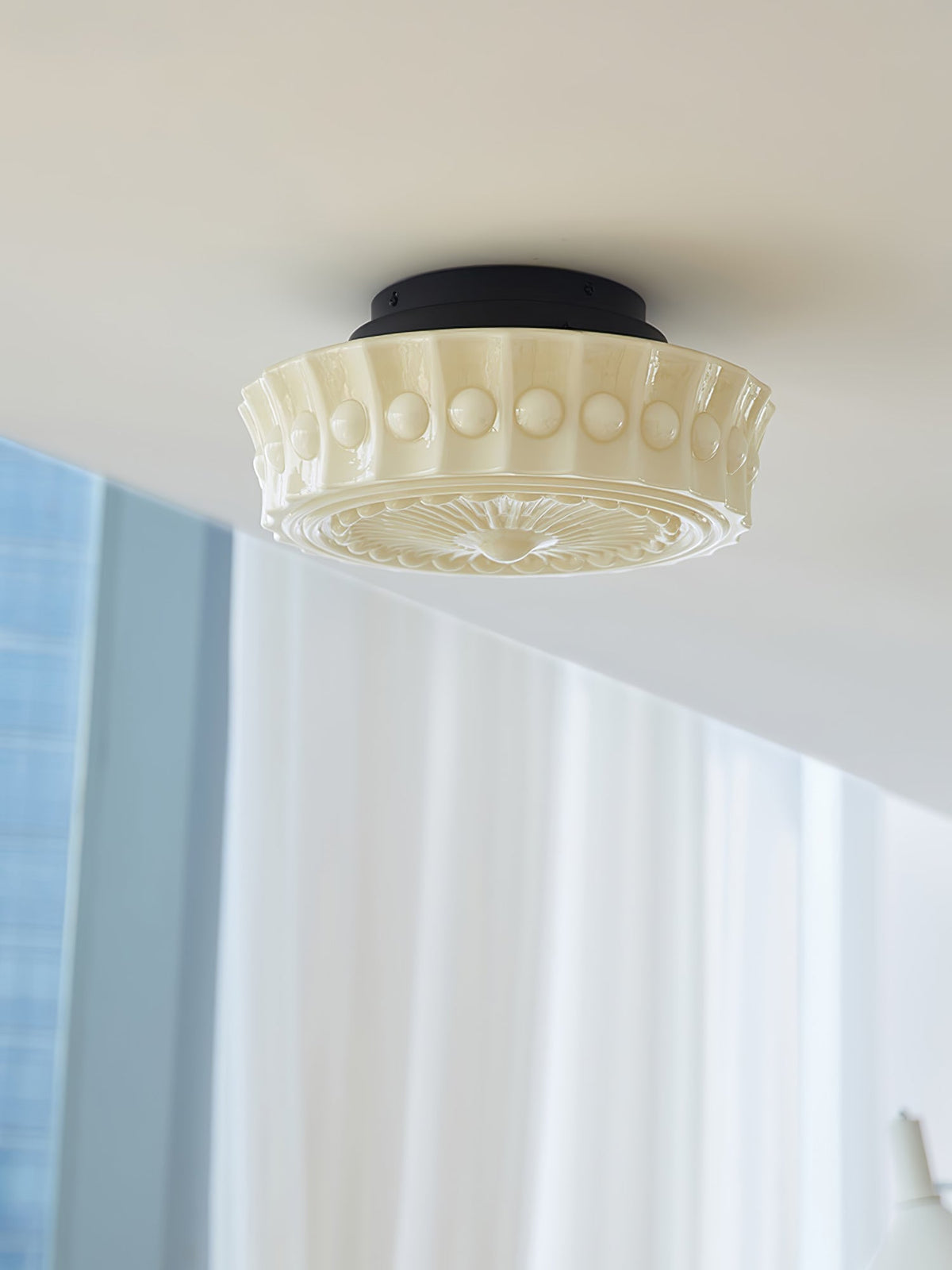 Veleraya lámpara de techo vidrio blanco floral para sala de estar