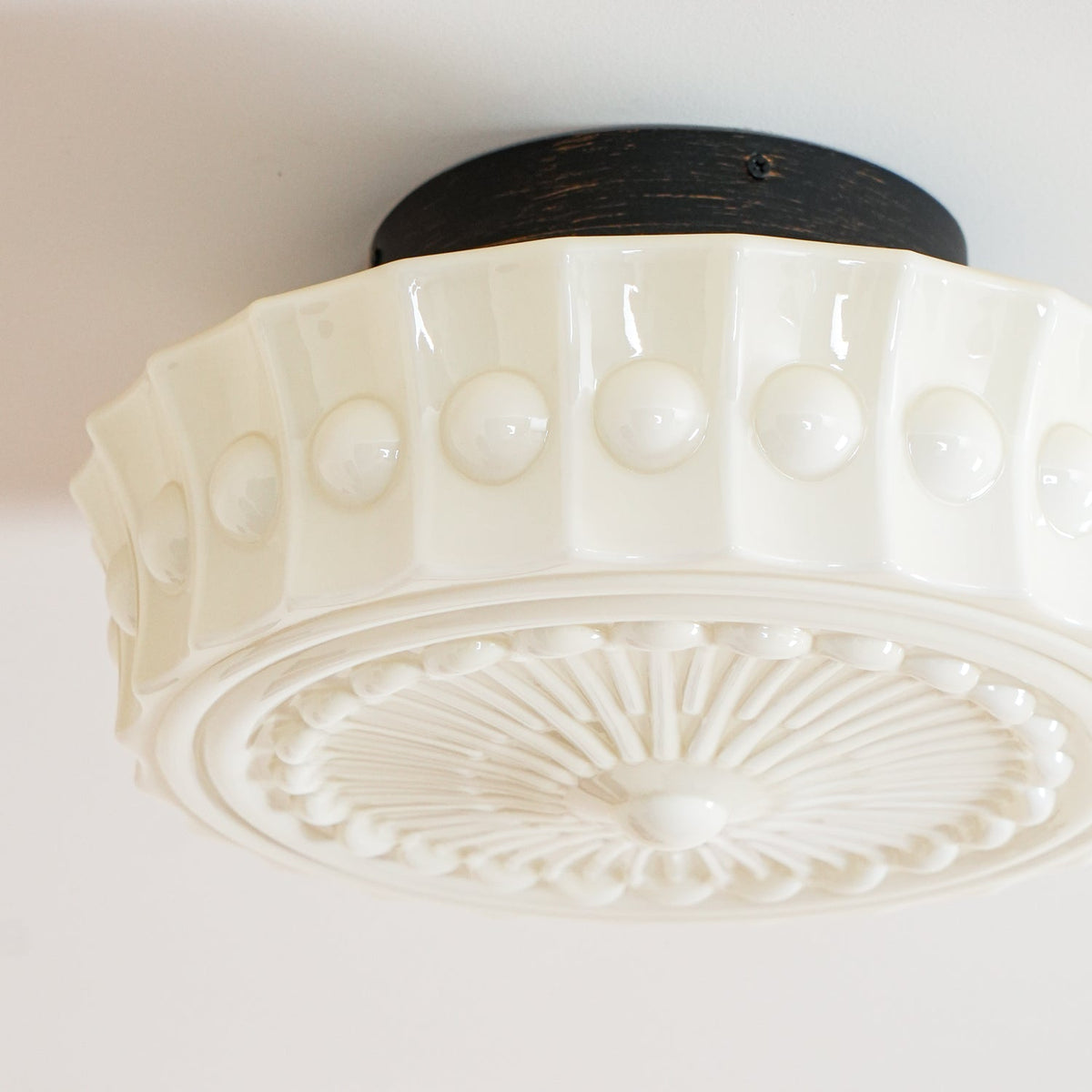 Veleraya lámpara de techo vidrio blanco floral para sala de estar