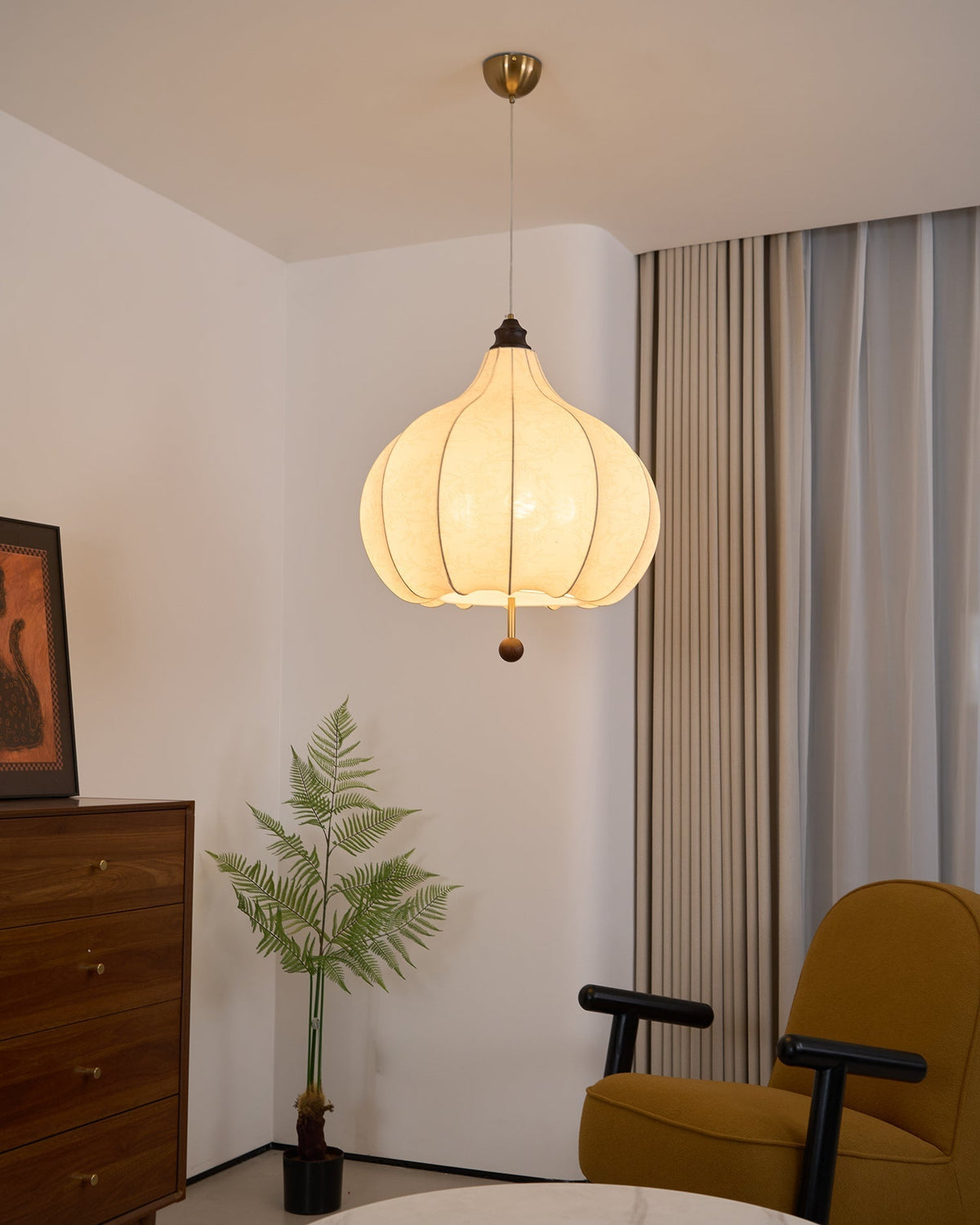 Sylerielle lámpara colgante de tejido y madera