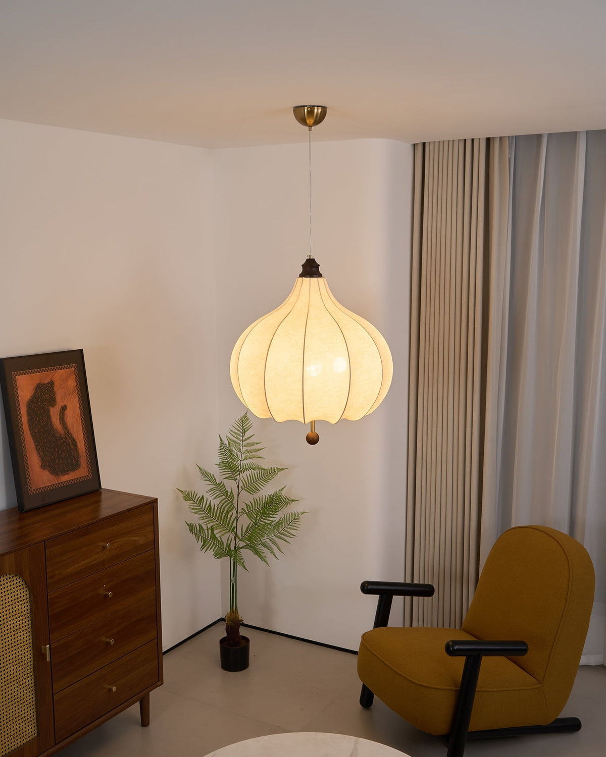 Sylerielle lámpara colgante de tejido y madera