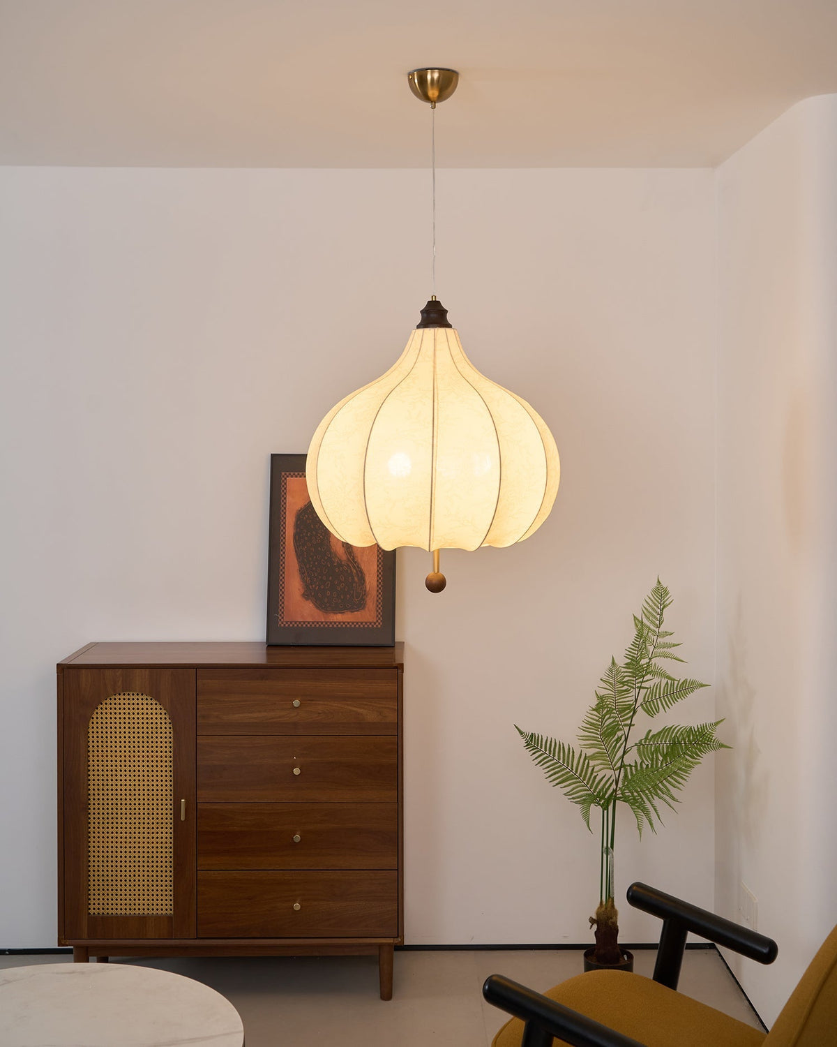 Sylerielle lámpara colgante de tejido y madera