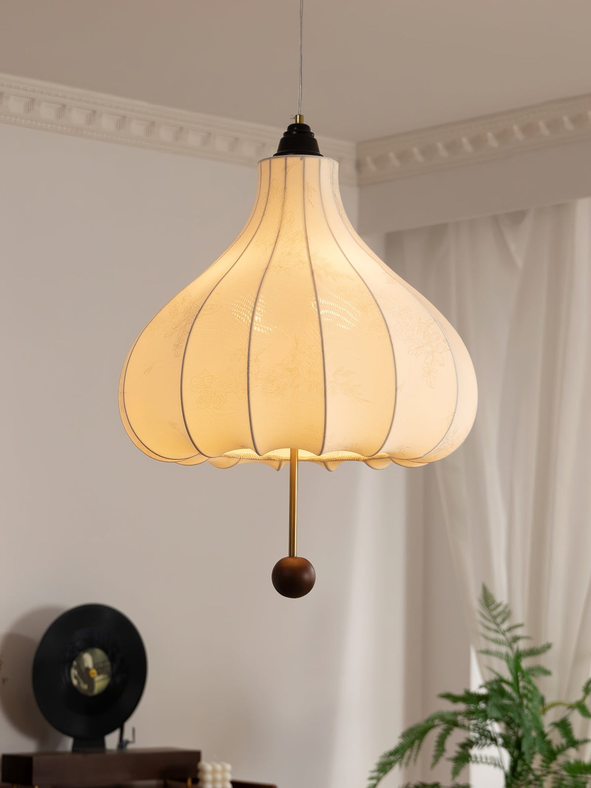 Sylerielle lámpara colgante de tejido y madera