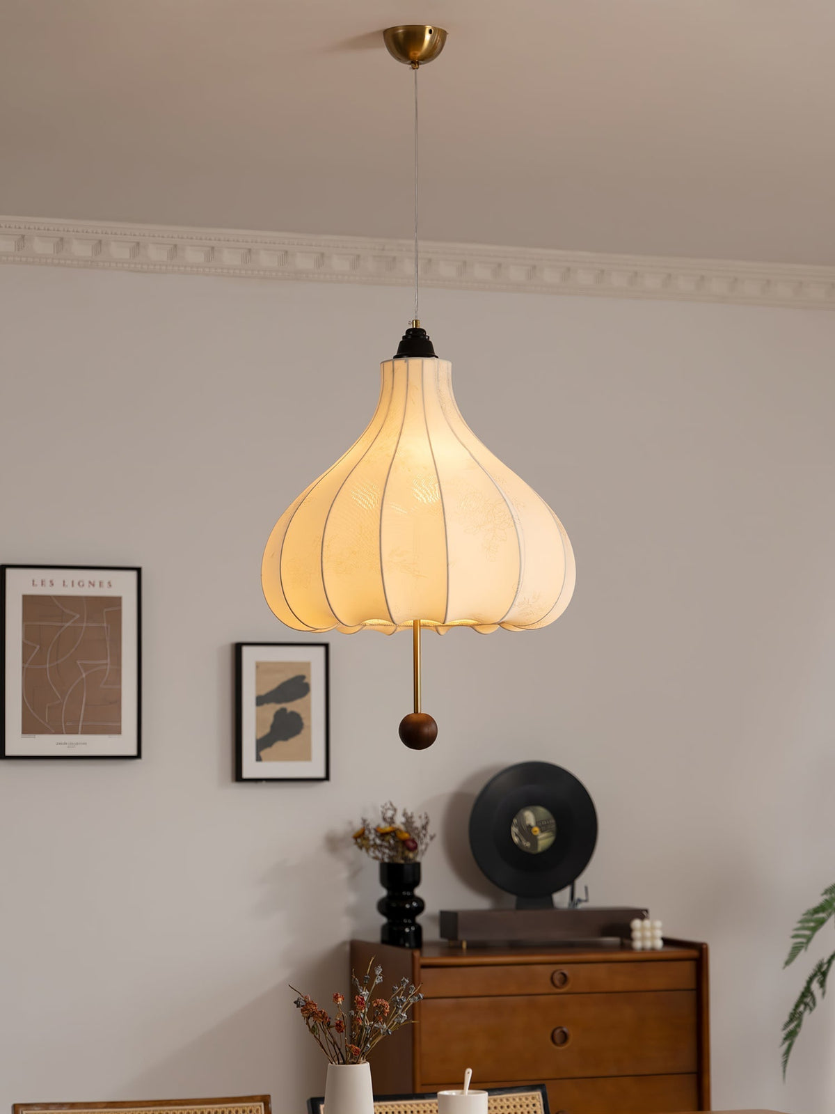 Sylerielle lámpara colgante de tejido y madera