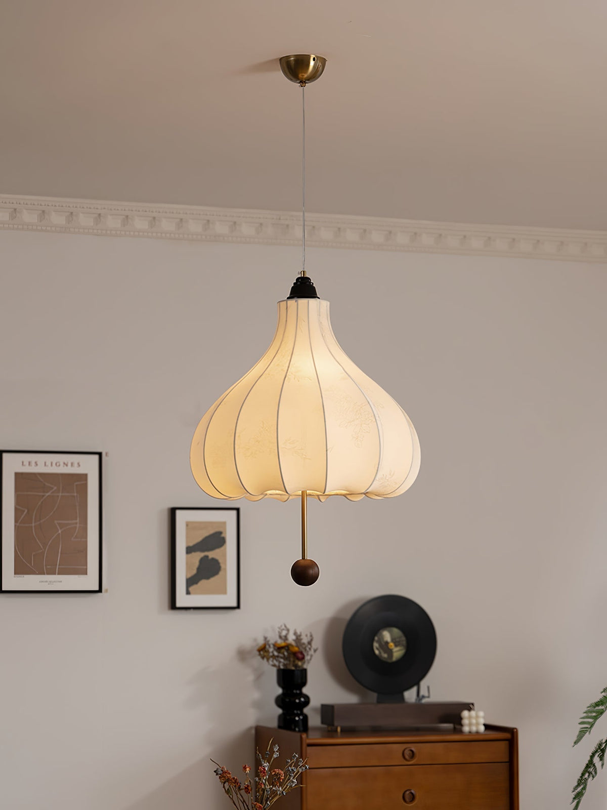 Sylerielle lámpara colgante de tejido y madera