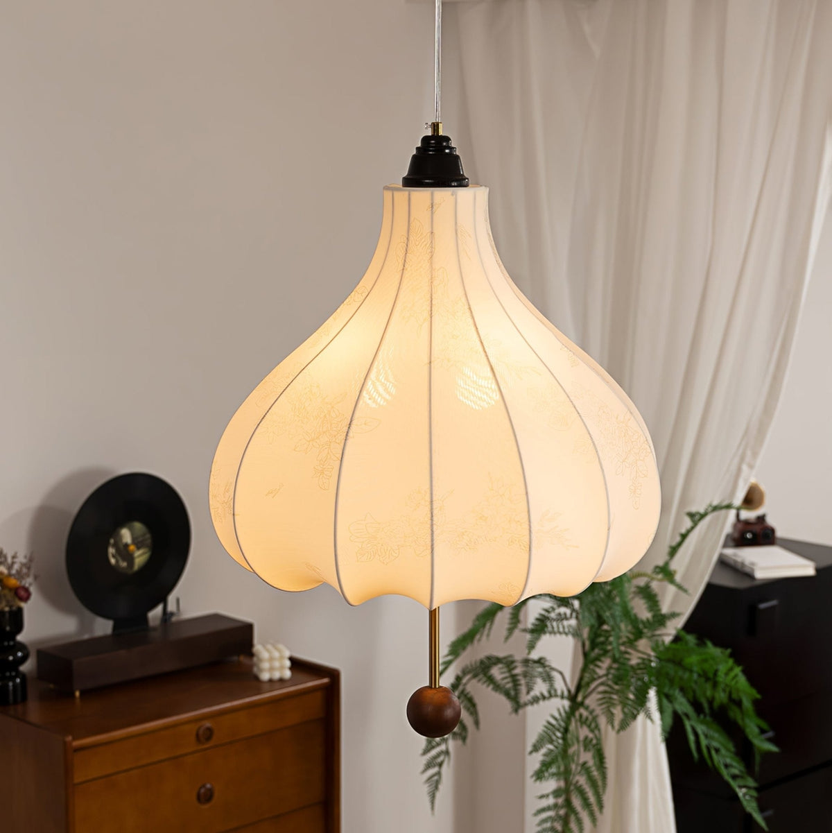 Sylerielle lámpara colgante de tejido y madera