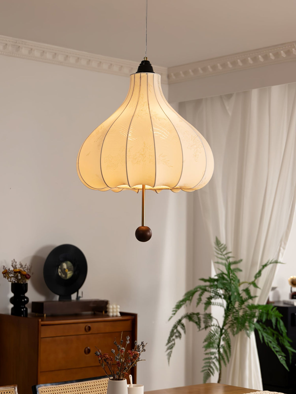 Sylerielle lámpara colgante de tejido y madera